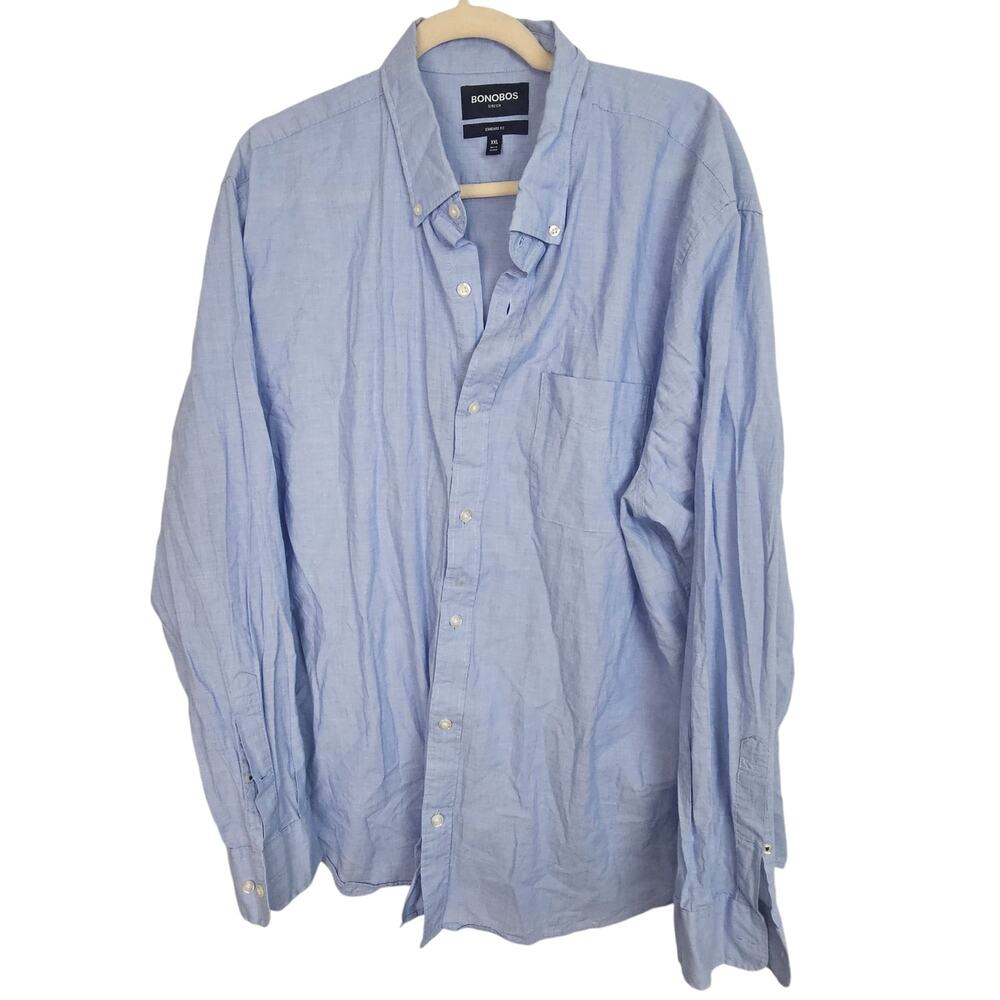Bonobos Shirt Button Down Shirt Men XXL Blue Long Sleeve Shirt Dress Shirt Men